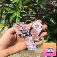 Keychains printed with chibi images for 1,2,3,4 people PRINTED ON DEMAND with faces for family and f