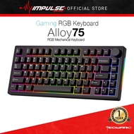 TECWARE Gaming Keyboard Alloy 75 Mechanical RGB Keyboard, CNC Aluminum Case, 2-sided LED Zones, Wire
