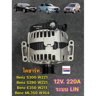 ไดชาร์ท Benz S300 S280 ML350 E350 เบนซิน รหัส W221 W211 W164 ( 220A ) ระบบ LIN มูเล่ 6PK ไดแบบ Bosch