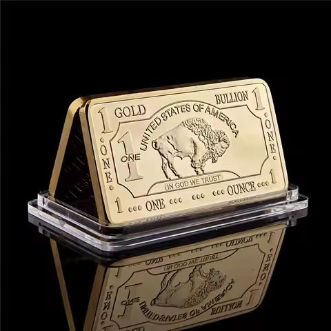 Gold Plated Bullion Buffalo Beauty Bar United States Of America 1 Troy Ounce Replica Gold Clad Buffa