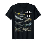 WW2 German Fighter Planes JU-87 Stuka Bf 109 ME 262 Fw190 T-Shirt