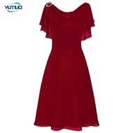VUMUA SJWY Plus Size Dress For Women Formal Wedding Dress For Ninang Sale Women Formal Wedding Bridesmaid High-Waist Party Ball Prom Gowntail Dress Chiffon Beige