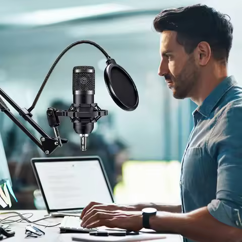 All-in-One Recording Equipment with BM800 Microphone Podcast Equipment Bundle Voice Changer Micropho