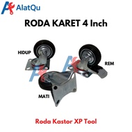 4" Inch Rubber Wheels (Live Brake) Caster Wheels Trolley Wheels Cart Display Case Trolley