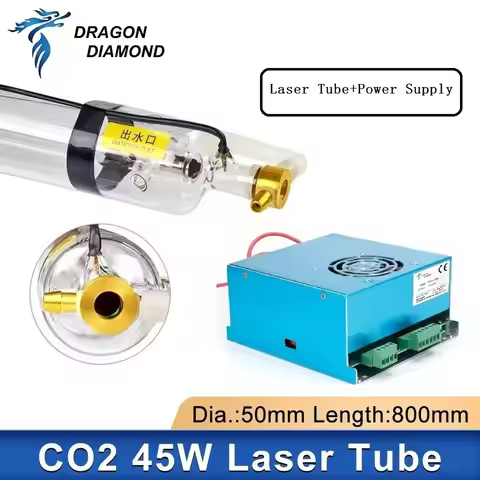 K40 Series 45W 50W Co2 Laser Tube + Power Supply MYJG-50 110V-220V For 3020 4040 4060 Laser Tube Eng