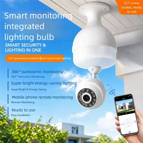 4G WiFi IP Camera E27 Bulb Cam 2MP Wireless Baby Monitor AI Tracking Security Video Surveillance Pet