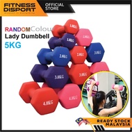 Hexagonal Lady Dumbbell Iron 5KG [Random] Ladies Dumbbell Set Fitness GYM Equipment Exercise Home Wo