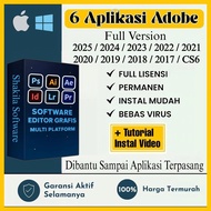 Adobe 6 Aplikasi 2025 - 2018(Photoshop- Illustrator- Indesign- Premiere Pro- after effect- Lightroom