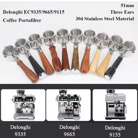 51mm Bottomless Portafilter For Delonghi Coffee Machine EC9335/EC9665/EC9155 Coffee Filter Holder Co