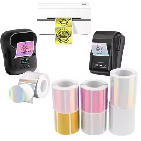 1 Roll Laser-color Silver/Matte Silver Labels Thermal Transfer Printing Paper Round Square Sticker F