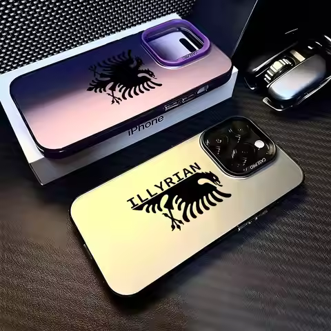 Albanian Flag Map Phone Case Color Silver Shell For lPhone 17 16 16e 15 14 13 12 11 Pro Max Plus Mat
