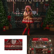 Xmas Hot Cocoa Backgrounds Kids Adult Photography Props Child Baby Decors Christmas Tree Gingerbread