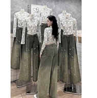 QUẦN JEAN NỮ CHẤT BÒ ỐNG RỘNG XANH BẠC LAI KIỂU HOT TREND NHẬT BẢN CAO CẤP - Dubai Fashion