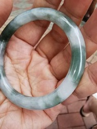 天然翡翠A貨  圓條51圈口手鐲