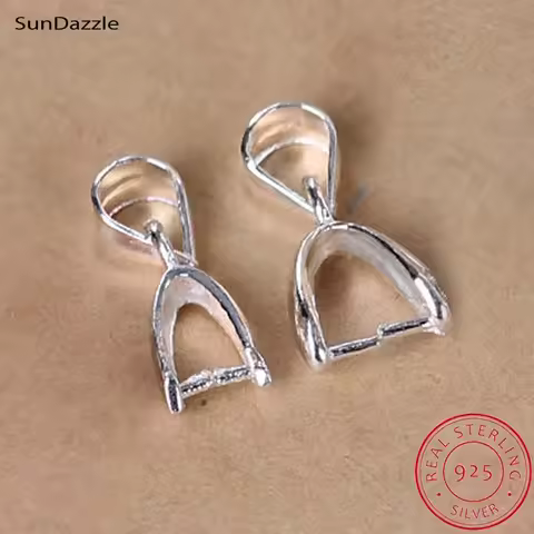 2pcs Real Solid 925 Sterling Silver Pendant Clip Clasp Pinch Hook Pin Beads Connectors Jewelry Makin