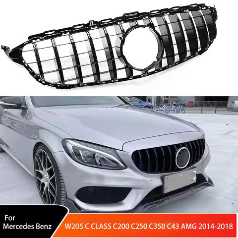 Front Grill for Mercedes Benz W205 C CLASS C200 C250 C350 C43 AMG 2014-2018 Grille Upper Bumper Hood