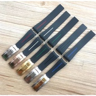 20 mm. Watchband Silicone Rubber Strap Type (Rubber B) Black-Colored With Buckle Lock For_rolex