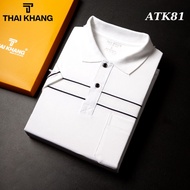 Áo thun nam tay ngắn trung niên vải cotton dày mềm mát loại áo thun nam có cổ có túi Vitin ATK8