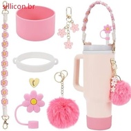 Conjunto de 7 Acessórios para Copo Stanley - Inclui Alça de Garrafa, Bota de Silicone, Tampa de Canu