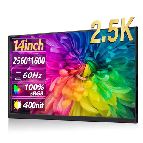 2.5K 14-inch Portable Monitor 2560*1600 60Hz 16:10 Game Screen 100% sRGB 400nit for Laptop Mac Xbox