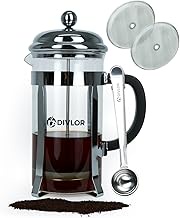 French Press Coffee Maker - 34 Ounce, 8 Cups, Clip Spoon and 2 Bonus Filter Included By Divlor
