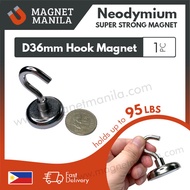 [Magnet Manila] 1 pc. D36mm Hook Magnet (95 lbs) Strong Neodymium Pot Magnets