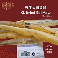 Hadiah CNY 2025 Dried Eel Fish Maw 野生特大鳗鱼鳔 深海鳗鱼胶 麻鱼鳔 鱼胶 花胶 发胶 鳝鱼肚 陈年老胶 黄鳗鱼胶 鱼泡 鱼肚干 鱔魚膠 手术后伤口愈合 鳝肚 Ee