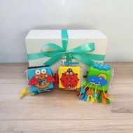 3个蒙特梭利忙碌方块套装 幼儿感官玩具 旅行玩具礼物