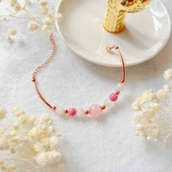 愛情的來訪 粉晶 月亮石 薔薇輝石 水晶手鏈 天然石 生日禮物