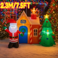cod 2.3M/7.5FT Santa Claus House Christmas Tree Inflatable Lights LED Home Decorations Toys Yard Xma
