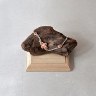 手製日本紅珊瑚925銀手鍊 // 三月份生日石