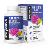 StayAlive Milk Thistle Extract Capsules - 30:1 Super Extract 10200mg Equivalent - Blended Artichoke 