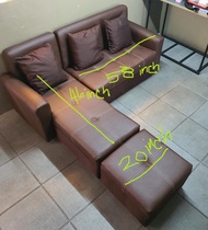 L shape brown leather sofa set uratex foam