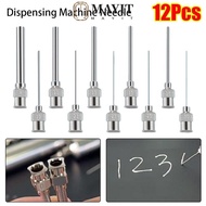 MAYIT 12Pcs Industrial Glue Injection Needle, Stainless Steel Metal Dispensing|Needle, 8G-30G Fluids