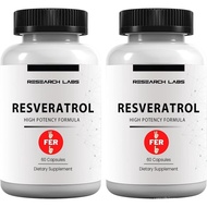 Research Labs 2X Potency Micronized Resveratrol Supplement 2 Fer 1 Ad - 1200mg Per 2 Capsules, 120 T