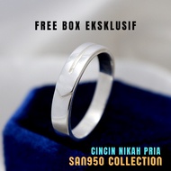 Original 950 Silver Men's Ring P17 Palladium Platinum White Gold Wedding Engagement Ring - San950