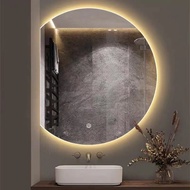 Ready stock❗❗Mirror Plus Halfmoon Quartermoon Shape Led Mirror HALF ROUND MIRROR