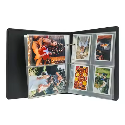 A5 Premium PU Leather 3-Ring Insert Photo Album Matte Textured Binder Cover Clear Photocard Scrapboo