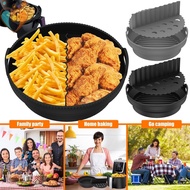 Air Fryer Silicone Liner Pot with Divider Multipurpose Air Fryer Silicone Basket with Handle Foldable Air Fryer Silicone Tray Reusable Round SHOPQJC5328