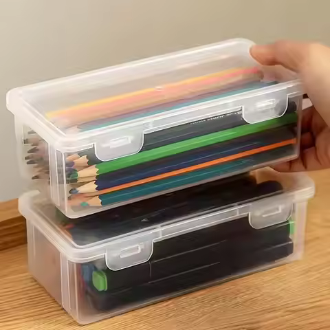 1/2PCS Transparent Black Storage Box Large-Capacity Storage Box Office Supplies Storage Box Packagin