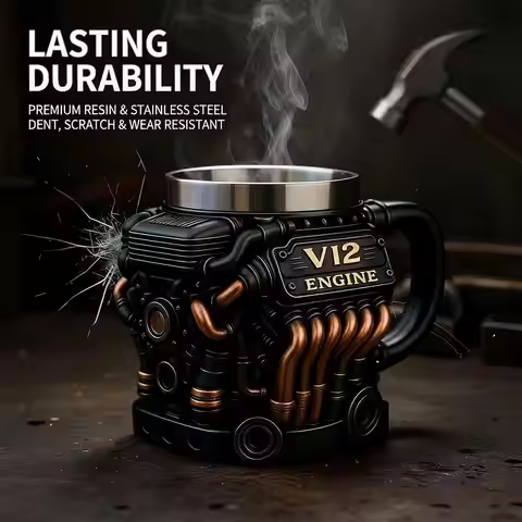 2026 NEW Engines Stainless Steel Cup Handmade V12 Engines Coffee Cup For Car Enthusiasts Tea Mug For