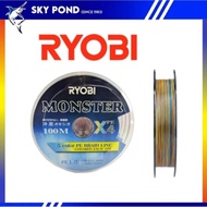 Ryobi Monster X4 Multicoloured Braided Line [100m] (15lbs/20lbs/30lbs/40lbs/50lbs)