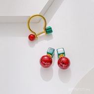 Earrings Personality Beautiful 925 Natural Texture Synthetic Niche Fashion Silver Needle Design Mala