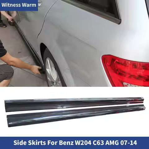 for W204 Amg C63 Carbon Fiber Side Skirt Apron for Benz W204 Side Lip Splitters C180 C200 C260 C63 A