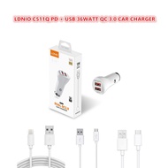 LDNIO C511Q PD + USB 36WATT QC 3.0 CAR CHARGER