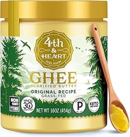 4th & Heart Original Grass-Fed Ghee, Clarified Butter, Keto, Pasture Raised, Lactose and Casein Free