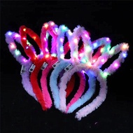 Set of 10 glowing bunny ears manes, feather bunny ears headband with lovely led lights