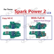 With IC Charger Board For Tecno Spark Power 2 LC8 USB Charging Port Board Dock Plug Socket Jack Conn