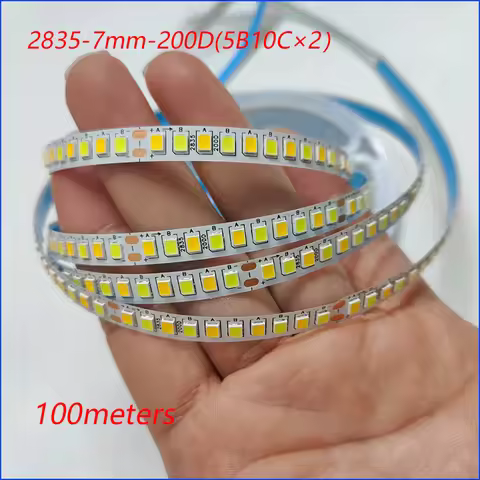 οΌ2 welding point) 100meters 2835-7mm-200D Constant Current LED Strip with 3Colors 3000K+6500K LED Ri