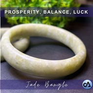 Quality Green Jade Bangle [PROSPERITY AND BALANCE] (Small Size - Russia) Authentic Crystal Bracelet
